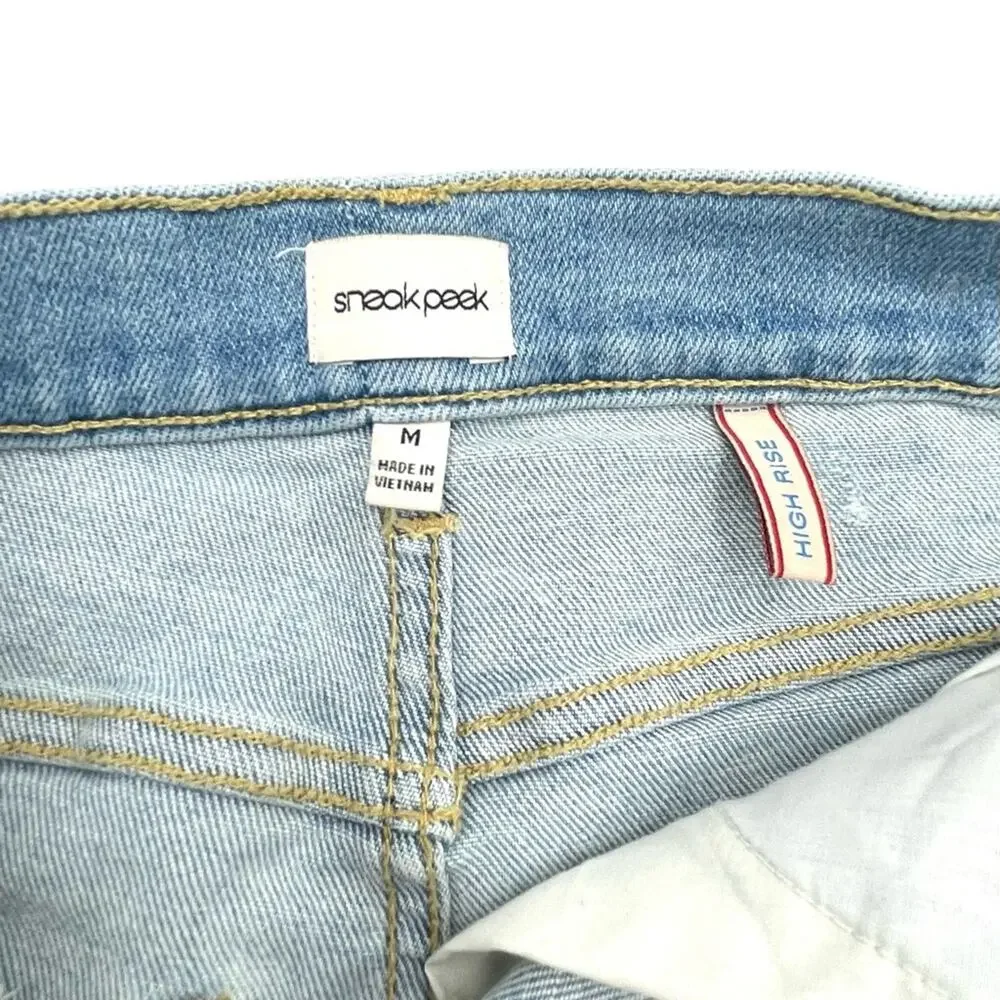 SNEAK PEEK women's distressed high-rise denim shorts size MEDIUM
